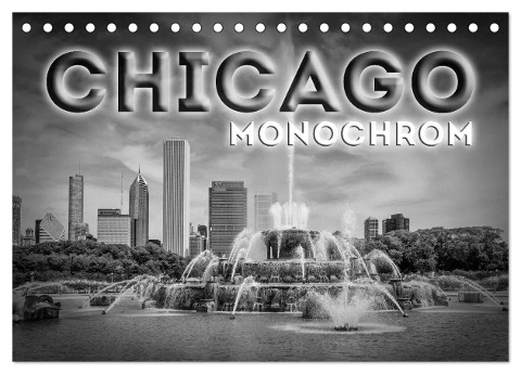 CHICAGO Monochrom (Tischkalender 2024 DIN A5 quer), CALVENDO Monatskalender - Melanie Viola