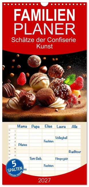 Familienplaner 2027 - Schätze der Confiserie Kunst mit 5 Spalten (Wandkalender, 21 x 45 cm) CALVENDO - Peter Roder