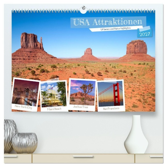 USA ATTRAKTIONEN Urbanes und Naturhighlights (hochwertiger Premium Wandkalender 2027 DIN A2 quer), Kunstdruck in Hochglanz - Melanie Viola