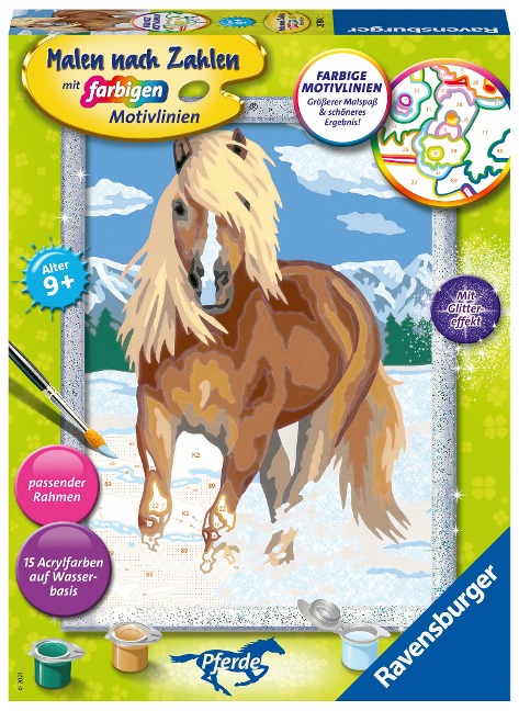 Ravensburger Malen nach Zahlen 28780 - Haflinger im Schnee - Kinder ab 9 Jahren - 