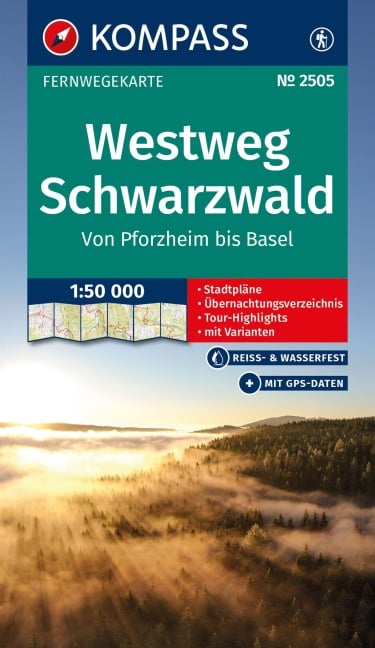 KOMPASS Wander-Tourenkarte Westweg Schwarzwald 1:50.000 - 