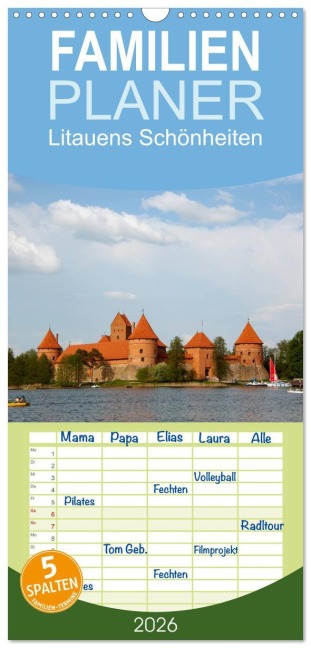 Familienplaner 2026 - Litauens Schönheiten mit 5 Spalten (Wandkalender, 21 x 45 cm) CALVENDO - 