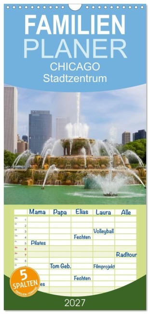 Familienplaner 2027 - CHICAGO Stadtzentrum mit 5 Spalten (Wandkalender, 21 x 45 cm) CALVENDO - Melanie Viola
