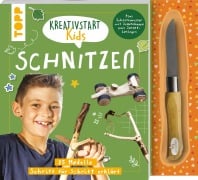 Cover-Bild zum Titel 'Kreativstart Kids Schnitzen. Anleitungsbuch und Material' von 'Markus Stickling, Sascha Kempter'