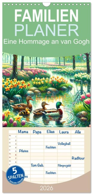 Familienplaner 2026 - Eine Hommage an van Gogh mit 5 Spalten (Wandkalender, 21 x 45 cm) CALVENDO - Marco Warstat