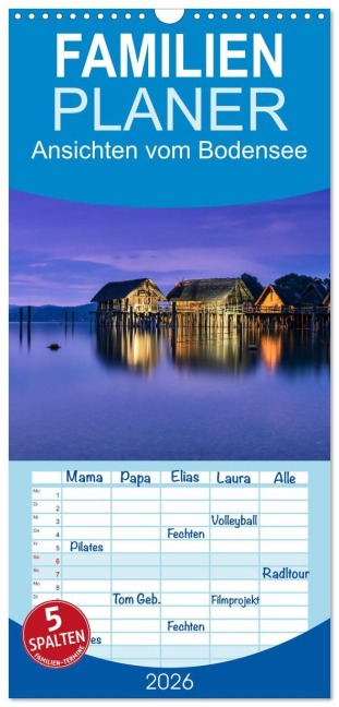 Familienplaner 2026 - Ansichten vom Bodensee mit 5 Spalten (Wandkalender, 21 x 45 cm) CALVENDO - Klaus Hoffmann