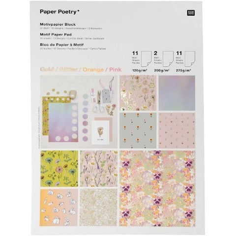 Motivpapierblock Futschikato, Flower Power FSC MIX, 24 Blatt, 210 x 295 mm - 