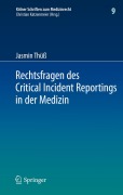 Cover-Bild zum Titel 'Rechtsfragen des Critical Incident Reportings in der Medizin' von 'Jasmin Thüß'