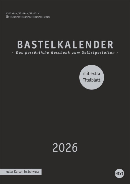 Premium-Bastelkalender schwarz A4 2026 - 