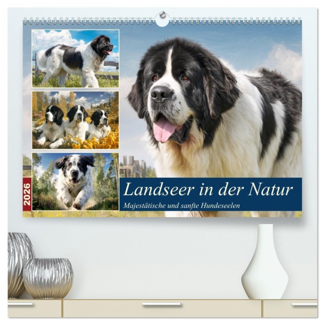 Landseer in der Natur. Majestätische und sanfte Hundeseelen (hochwertiger Premium Wandkalender 2026 DIN A2 quer), Kunstdruck in Hochglanz - Rose Hurley