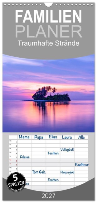 Familienplaner 2027 - Traumhafte Strände mit 5 Spalten (Wandkalender, 21 x 45 cm) CALVENDO - Steffen Gierok-Latniak