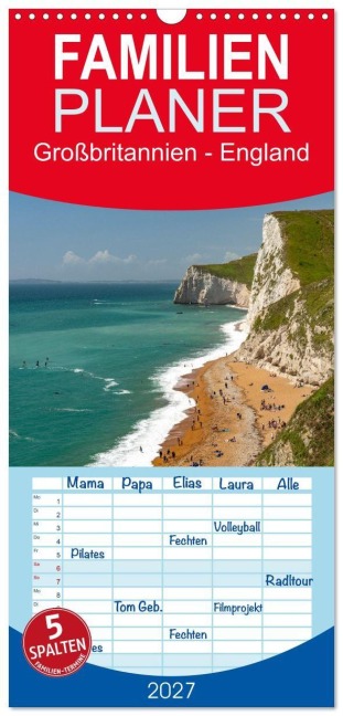 Familienplaner 2027 - Großbritannien - England mit 5 Spalten (Wandkalender, 21 x 45 cm) CALVENDO - Peter Schickert