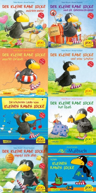 Pixi-Box 193: Der kleine Rabe Socke mit Stickern (8x8 Exemplare) - Nele Moost