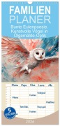 Familienplaner 2026 - Bunte Eulenpoesie. Kunstvolle Vögel in Ölgemälde-Optik mit 5 Spalten (Wandkalender, 21 x 45 cm) CALVENDO - Rose Hurley