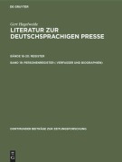 Cover-Bild zum Titel 'Personenregister ( Verfasser und Biographien)' von 'Gert Hagelweide'