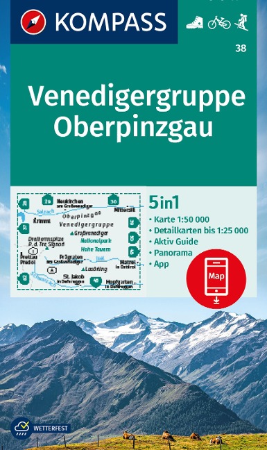 KOMPASS Wanderkarte 38 Venedigergruppe, Oberpinzgau 1:50.000 - 