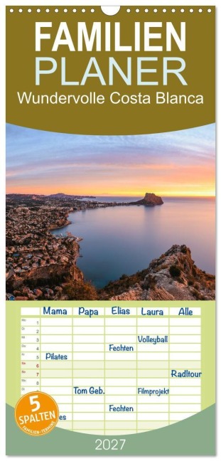 Familienplaner 2027 - Wundervolle Costa Blanca mit 5 Spalten (Wandkalender, 21 x 45 cm) CALVENDO - Johannes Tomaschko