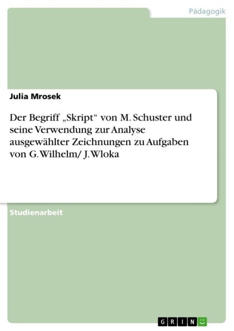 Der Begriff "Skript" von M. Schuster und seine Verwendung zur Analyse ausgewählter Zeichnungen zu Aufgaben von G. Wilhelm/ J. Wloka - Julia Mrosek