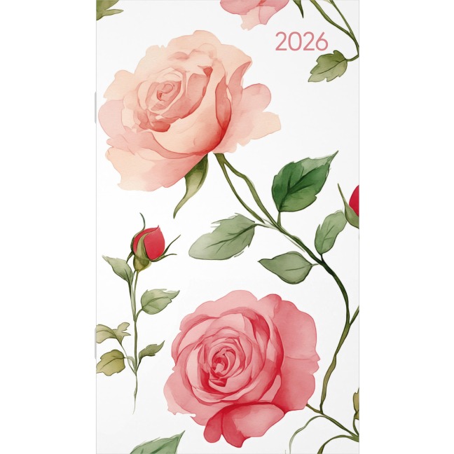 Miniplaner Style Rosenblüten 2026 - Taschen-Kalender 9x15 cm - Weekly - 64 Seiten - 1 Seite 1 Woche - Notiz-Heft - Alpha Edition - 