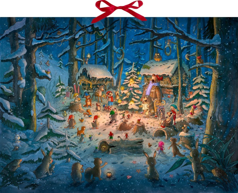Wand-Adventskalender - Tierischer Chor im Winterwald - 