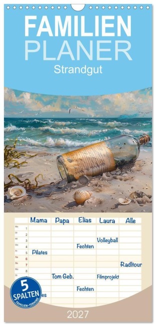 Familienplaner 2027 - Strandgut mit 5 Spalten (Wandkalender, 21 x 45 cm) CALVENDO - Cathrin Illgen