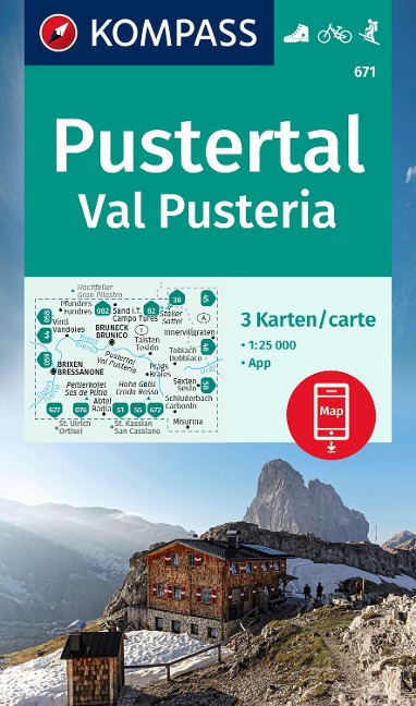 KOMPASS Wanderkarten-Set 671 Pustertal, Val Pusteria (3 Karten) 1:50.000 - 