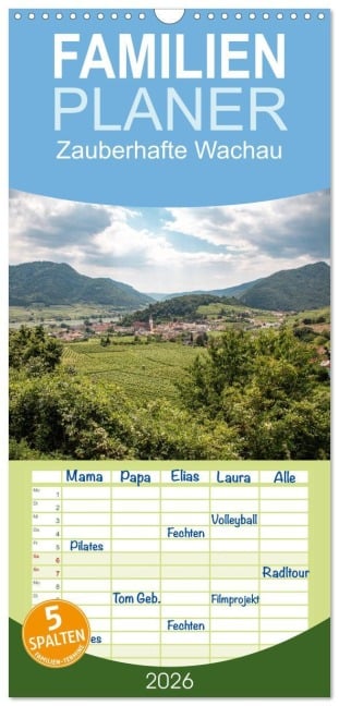 Familienplaner 2026 - Zauberhafte Wachau mit 5 Spalten (Wandkalender, 21 x 45 cm) CALVENDO - Sascha Haas Photography