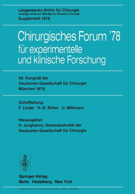 95. Kongreß der Deutschen Gesellschaft für Chirurgie, München, 3. bis 6. Mai 1978 - 