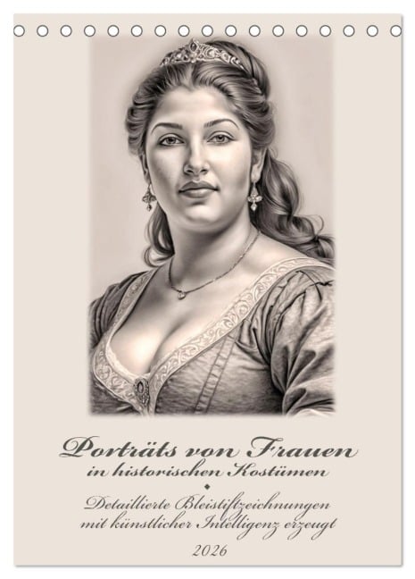 Porträts von Frauen in historischen Kostümen (Tischkalender 2026 DIN A5 hoch), CALVENDO Monatskalender - Werner Braun