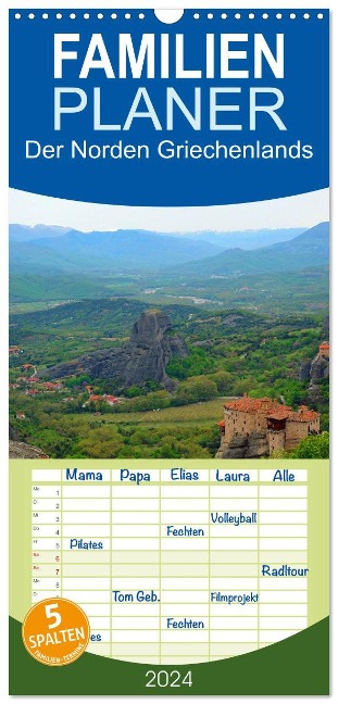Familienplaner 2024 - Der Norden Griechenlands mit 5 Spalten (Wandkalender, 21 x 45 cm) CALVENDO - Rupert Kowalski