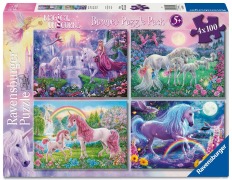 Cover-Bild zum Titel 'Kinderpuzzle 4x100 Teile - Magische Einhörner' von ''