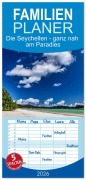 Cover-Bild zum Titel 'Familienplaner 2026 - Die Seychellen - ganz nah am Paradies mit 5 Spalten (Wandkalender, 21 x 45 cm) CALVENDO' von 'Rsiemer Rsiemer'