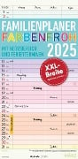 Familienplaner Farbenfroh 2025 mit 4 Spalten - Familien-Timer 22x45 cm - Offset-Papier - mit Ferienterminen - Wand-Planer - Familienkalender - Alpha Edition - 