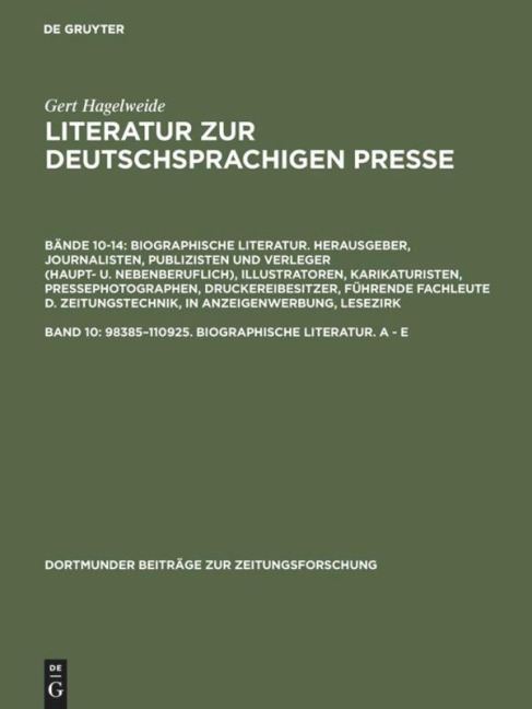 98385-110925. Biographische Literatur. A - E - Gert Hagelweide