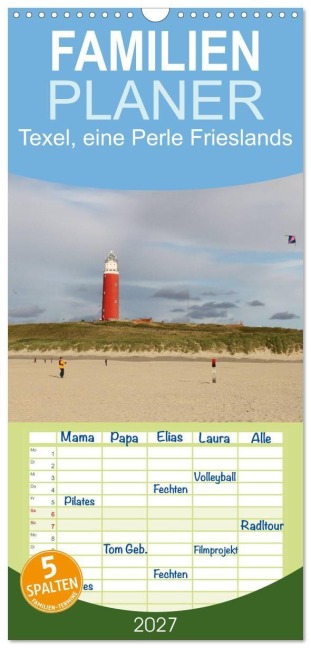 Familienplaner 2027 - Texel, eine Perle Frieslands mit 5 Spalten (Wandkalender, 21 x 45 cm) CALVENDO - Bernd Müller