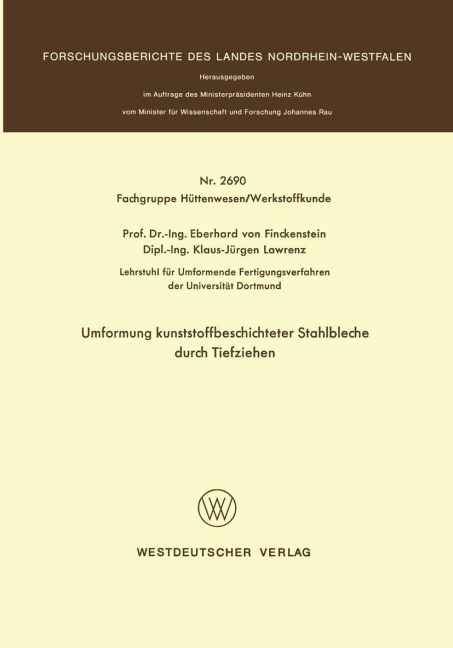 Umformung kunststoffbeschichteter Stahlbleche durch Tiefziehen - Eberhard von Finckenstein