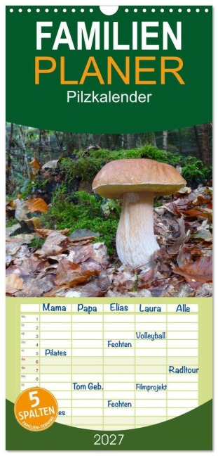 Familienplaner 2027 - Pilzkalender mit 5 Spalten (Wandkalender, 21 x 45 cm) CALVENDO - Rudolf Bindig