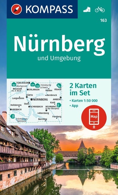 KOMPASS Wanderkarten-Set 163 Nürnberg und Umgebung (2 Karten) 1:50.000 - 