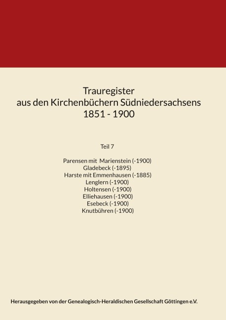 Trauregister aus den Kirchenbüchern Südniedersachsens 1851 - 1900 - 