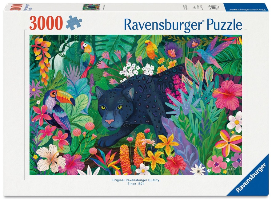 Erwachsenenpuzzle 3000 Teile - Panther im blühenden Dschungel - 
