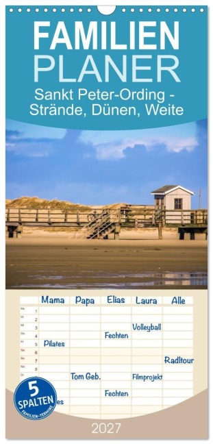 Familienplaner 2027 - Sankt Peter-Ording - Strände, Dünen, Weite mit 5 Spalten (Wandkalender, 21 x 45 cm) CALVENDO - Manuela Falke