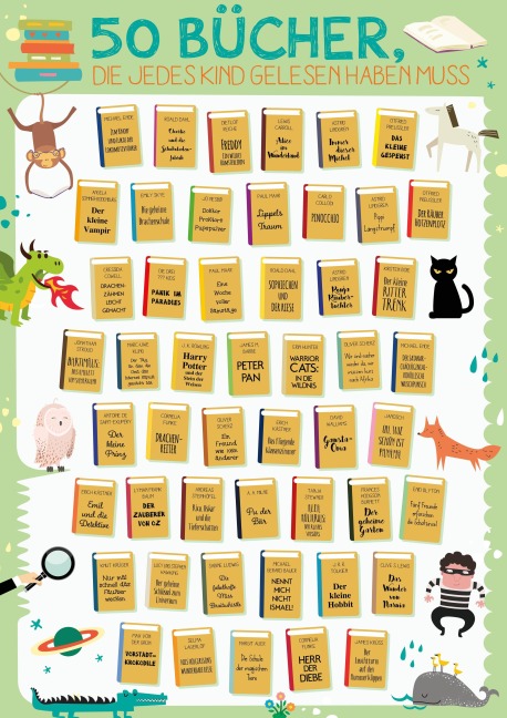 50 Bücher, die jedes Kind gelesen haben muss - 
