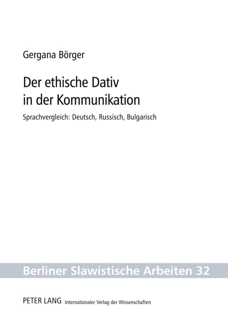 Der ethische Dativ in der Kommunikation - Gergana Börger