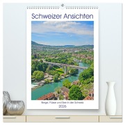 Cover-Bild zum Titel 'Schweizer Ansichten - Berge, Flüsse und Seen in der Schweiz (hochwertiger Premium Wandkalender 2026 DIN A2 hoch), Kunstdruck in Hochglanz' von 'Beate Bussenius'