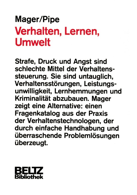 Verhalten, Lernen, Umwelt - Robert F Mager, Peter Pipe