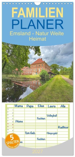 Familienplaner 2027 - Emsland - Natur Weite Heimat mit 5 Spalten (Wandkalender, 21 x 45 cm) CALVENDO - Schnellewelten