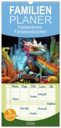 Cover-Bild zum Titel 'Familienplaner 2026 - Farbenfrohe Fantasiedrachen mit 5 Spalten (Wandkalender, 21 x 45 cm) CALVENDO' von 'Liselotte Brunner-Klaus'