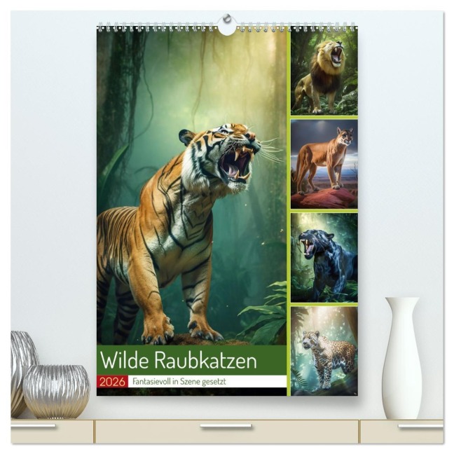 Wilde Raubkatzen (hochwertiger Premium Wandkalender 2026 DIN A2 hoch), Kunstdruck in Hochglanz - Steffen Gierok-Latniak