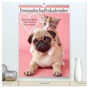 Cover-Bild zum Titel 'Freundschaftskalender - Katzen und Hunde, beste Freunde in Umarmung (hochwertiger Premium Wandkalender 2026 DIN A2 hoch), Kunstdruck in Hochglanz' von 'Mb Fotografie'