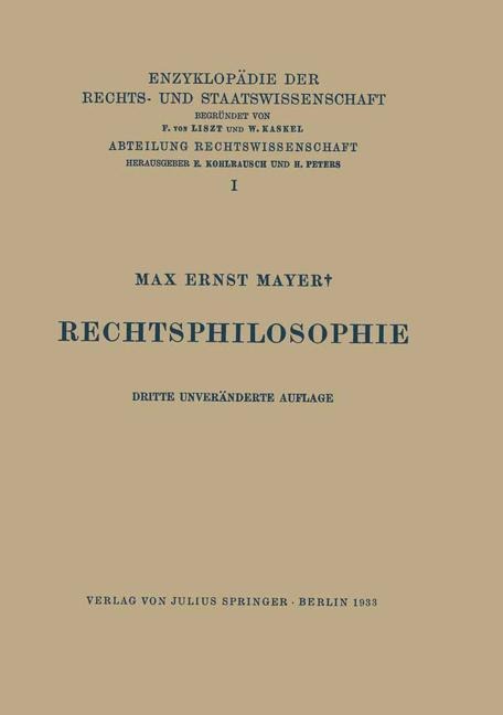 Rechtsphilosophie - Max Ernst Mayer